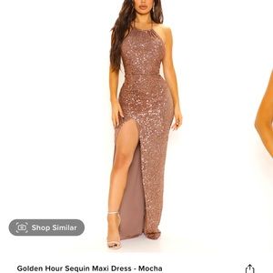 Fashion Nova- Golden Hour Sequin Maxi (Mocha)